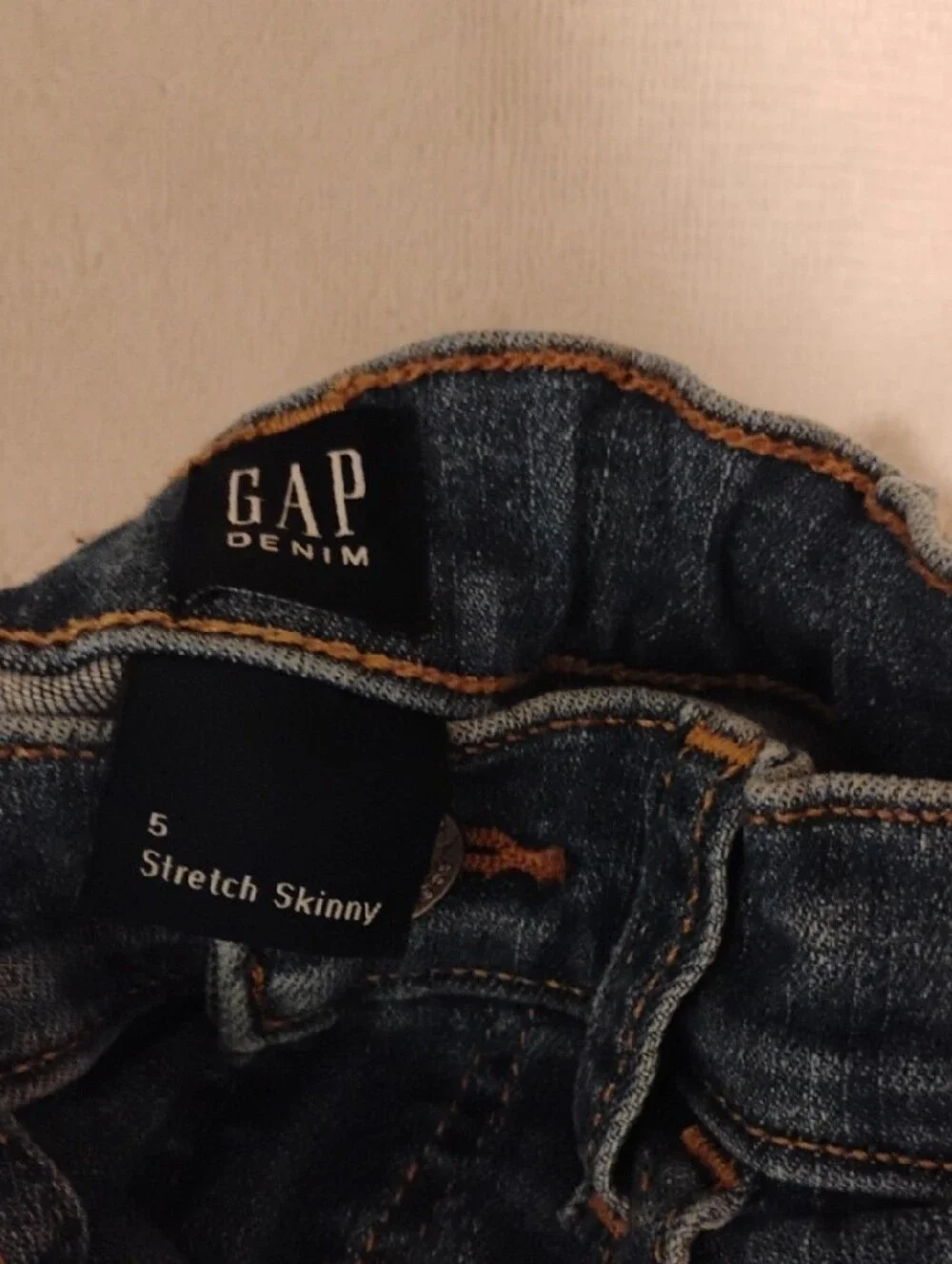 GAP Kids Denim Stretch Skinny Jeans - Dark Blue with Orange Stitching
